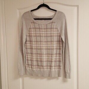 Merona Gray Plaid Knit Sweater
